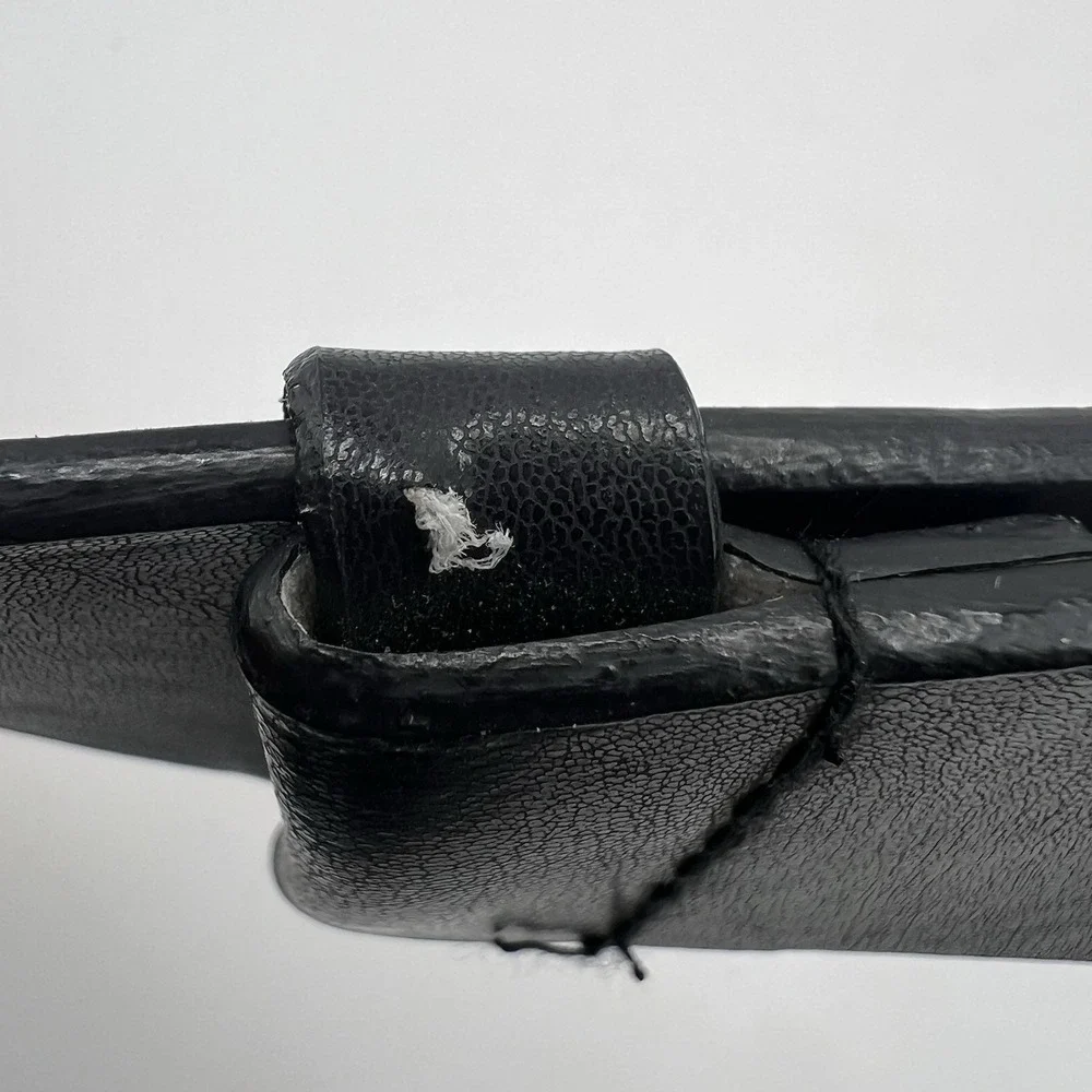 Chico's Black Leather‎ Adjustable Fashion Belt Med/ Large Two Tone Ornate Buckle